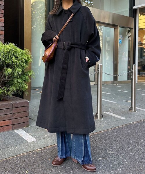 CIAOPANIC（チャオパニック）の「ウール混ベルテッドステンカラーコート（その他アウター・レディース・ブラウン/ブラック・MEDIUM/LARGE）」の7枚目の写真