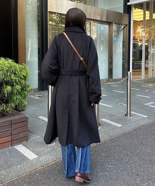 CIAOPANIC（チャオパニック）の「ウール混ベルテッドステンカラーコート（その他アウター・レディース・ブラウン/ブラック・MEDIUM/LARGE）」の8枚目の写真