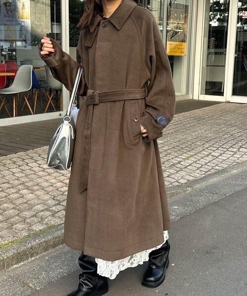 CIAOPANIC（チャオパニック）の「ウール混ベルテッドステンカラーコート（その他アウター・レディース・ブラウン/ブラック・MEDIUM/LARGE）」の21枚目の写真