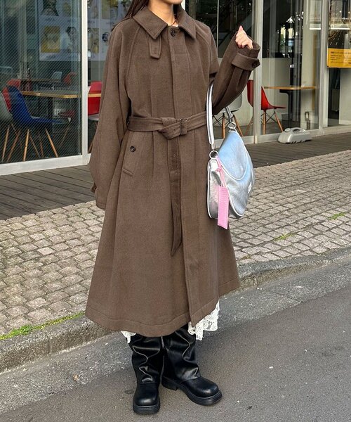 CIAOPANIC（チャオパニック）の「ウール混ベルテッドステンカラーコート（その他アウター・レディース・ブラウン/ブラック・MEDIUM/LARGE）」の22枚目の写真