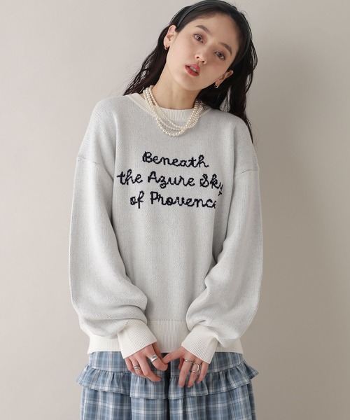 RAGEBLUE（レイジブルー）の「ハイゲージフロントロゴニット（ニット/セーター・レディース・ホワイト/ブルー/ネイビー・FREE）」の2枚目の写真