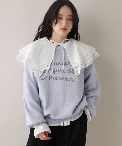 RAGEBLUE（レイジブルー）の「ハイゲージフロントロゴニット（ニット/セーター・レディース・ホワイト/ブルー/ネイビー・FREE）」の3枚目の写真