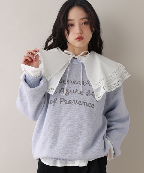 RAGEBLUE（レイジブルー）の「ハイゲージフロントロゴニット（ニット/セーター・レディース・ホワイト/ブルー/ネイビー・FREE）」の10枚目の写真