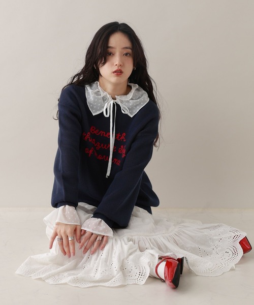 RAGEBLUE（レイジブルー）の「ハイゲージフロントロゴニット（ニット/セーター・レディース・ホワイト/ブルー/ネイビー・FREE）」の13枚目の写真