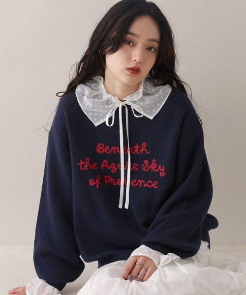 RAGEBLUE（レイジブルー）の「ハイゲージフロントロゴニット（ニット/セーター・レディース・ホワイト/ブルー/ネイビー・FREE）」の15枚目の写真