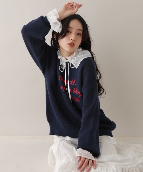 RAGEBLUE（レイジブルー）の「ハイゲージフロントロゴニット（ニット/セーター・レディース・ホワイト/ブルー/ネイビー・FREE）」の16枚目の写真