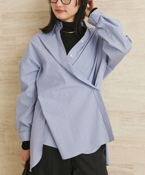 plage（プラージュ）の「《追加》R’IAM カシュクールシャツ（シャツ/ブラウス・レディース・ホワイト/ブルー・FREE）」の3枚目の写真