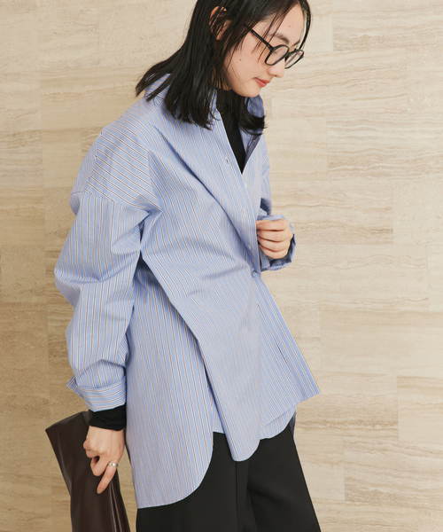 plage（プラージュ）の「《追加》R’IAM カシュクールシャツ（シャツ/ブラウス・レディース・ホワイト/ブルー・FREE）」の5枚目の写真