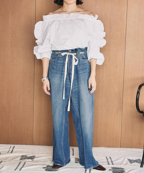Bonum（ボナム）の「《追加2》ドロストワイドイージーデニムパンツ（デニムパンツ・レディース・コバルトブルー/ネイビー/チャコールグレー・26/30/28）」の14枚目の写真