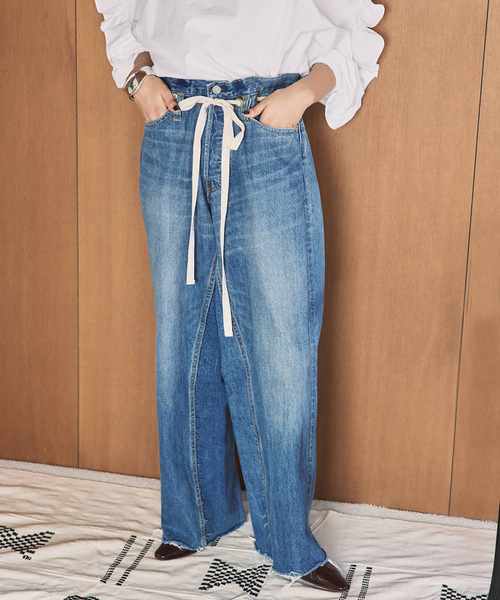 Bonum（ボナム）の「《追加2》ドロストワイドイージーデニムパンツ（デニムパンツ・レディース・コバルトブルー/ネイビー/チャコールグレー・26/30/28）」の15枚目の写真
