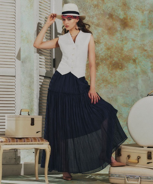 Sov.（ソブ）の「シアー ティアードスカート（スカート・レディース・アイボリー/ネイビー・38/36）」の17枚目の写真