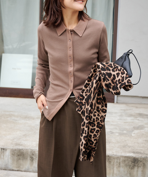 OUTDOOR PRODUCTS(アウトドアプロダクツ)の「エリツキリブカーディガン(Tシャツ/カットソー・レディース・グレー/ブラウン/ベージュ・FREE)」の2枚目の写真