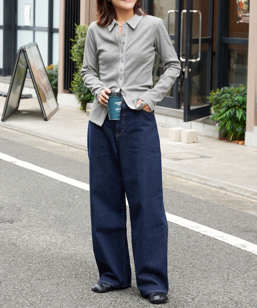 OUTDOOR PRODUCTS(アウトドアプロダクツ)の「エリツキリブカーディガン(Tシャツ/カットソー・レディース・グレー/ブラウン/ベージュ・FREE)」の8枚目の写真