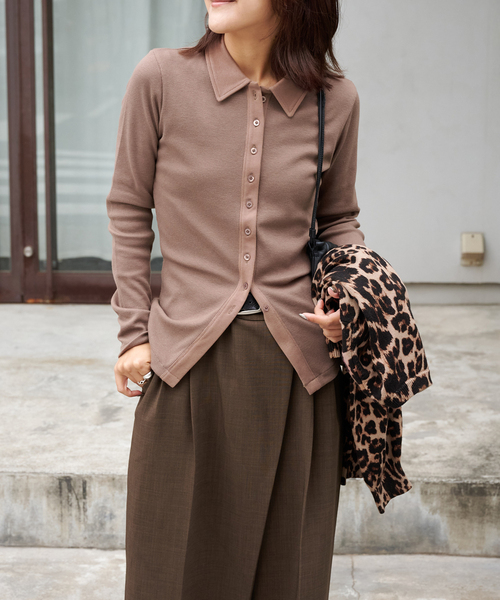 OUTDOOR PRODUCTS(アウトドアプロダクツ)の「エリツキリブカーディガン(Tシャツ/カットソー・レディース・グレー/ブラウン/ベージュ・FREE)」の11枚目の写真