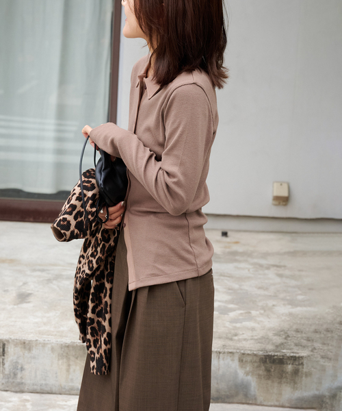 OUTDOOR PRODUCTS(アウトドアプロダクツ)の「エリツキリブカーディガン(Tシャツ/カットソー・レディース・グレー/ブラウン/ベージュ・FREE)」の14枚目の写真