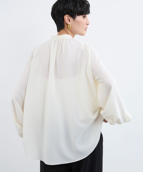 BARNYARDSTORM（バンヤードストーム）の「BARNYARDSTORM / ワイドフレアボウタイブラウス【吸水速乾】（シャツ/ブラウス・レディース・ネイビー/オフホワイト・S/M）」の9枚目の写真