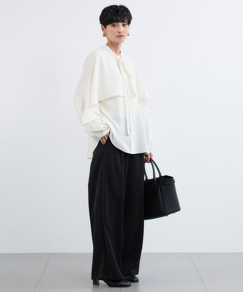 BARNYARDSTORM（バンヤードストーム）の「BARNYARDSTORM / ワイドフレアボウタイブラウス【吸水速乾】（シャツ/ブラウス・レディース・ネイビー/オフホワイト・S/M）」の14枚目の写真