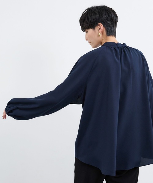 BARNYARDSTORM（バンヤードストーム）の「BARNYARDSTORM / ワイドフレアボウタイブラウス【吸水速乾】（シャツ/ブラウス・レディース・ネイビー/オフホワイト・S/M）」の12枚目の写真