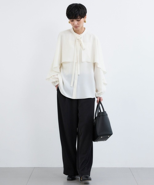 BARNYARDSTORM（バンヤードストーム）の「BARNYARDSTORM / ワイドフレアボウタイブラウス【吸水速乾】（シャツ/ブラウス・レディース・ネイビー/オフホワイト・S/M）」の13枚目の写真