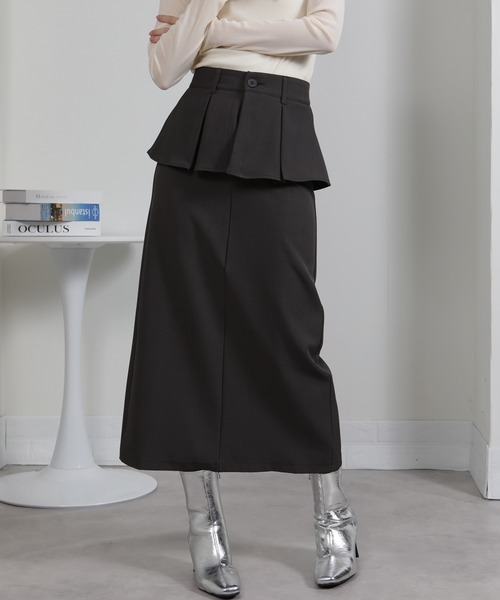 セール】ウエストペプラムデザイン ナロータイトスカート（スカート