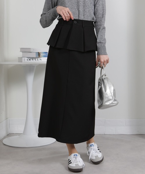 セール】ウエストペプラムデザイン ナロータイトスカート（スカート