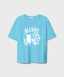 VASROCK（バスロック）の「スタキャットスプラッシュクロップ半袖Tシャツアクア（Tシャツ/カットソー）」