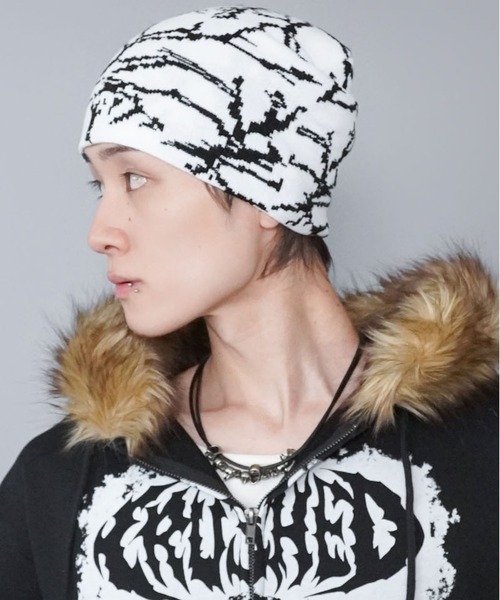 SPINNS（スピンズ）の「シングルニットビーニー/イナズマ/ユニセックス（ニットキャップ/ビーニー・メンズ・ブラック×ブルー/ホワイト×ブラック/ブラック×ホワイト・ONESIZE）」の2枚目の写真