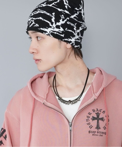 SPINNS（スピンズ）の「シングルニットビーニー/イナズマ/ユニセックス（ニットキャップ/ビーニー・メンズ・ブラック×ブルー/ホワイト×ブラック/ブラック×ホワイト・ONESIZE）」の7枚目の写真