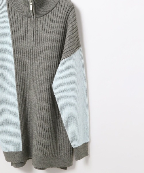 LEPSIM（レプシィム）の「7ゲージ配色ZIPチュニック　638087（ニット/セーター・レディース・ブラック/アイボリー/ライトグレー・FREE）」の8枚目の写真
