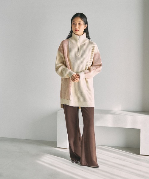 LEPSIM（レプシィム）の「7ゲージ配色ZIPチュニック　638087（ニット/セーター・レディース・ブラック/アイボリー/ライトグレー・FREE）」の14枚目の写真