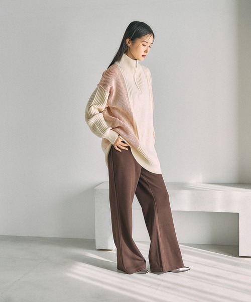 LEPSIM（レプシィム）の「7ゲージ配色ZIPチュニック　638087（ニット/セーター・レディース・ブラック/アイボリー/ライトグレー・FREE）」の15枚目の写真