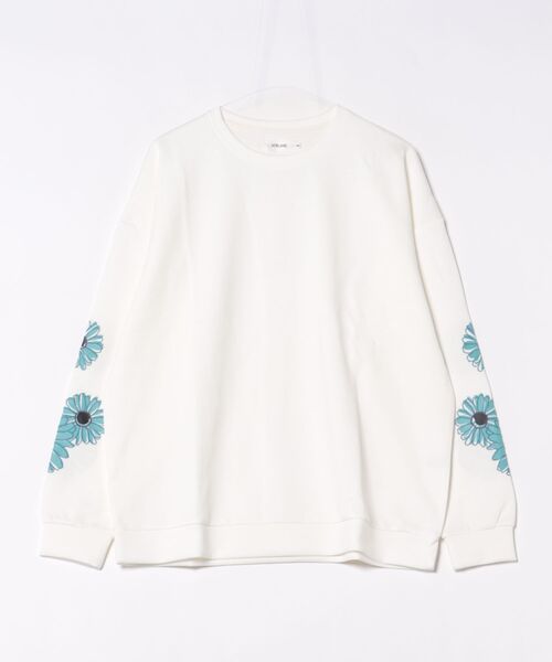 ATELANE(アテレーン)の「《ATELANE》袖フラワー刺繍P/O(スウェット・メンズ・ブルー/ホワイト/ブラック・LARGE/MEDIUM)」の2枚目の写真