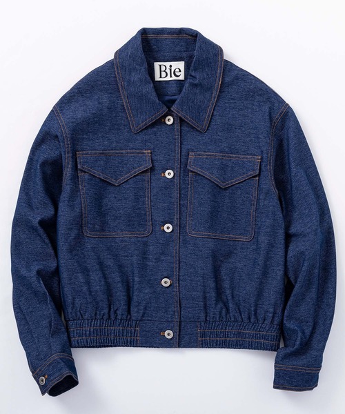 Bie(ビエ)の「デニムライク ショートジャケット(デニムジャケット・レディース・ブルー・M/S/L)」の3枚目の写真