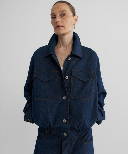 Bie(ビエ)の「デニムライク ショートジャケット(デニムジャケット・レディース・ブルー・M/S/L)」の10枚目の写真