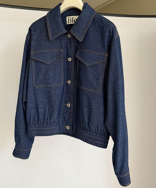 Bie(ビエ)の「デニムライク ショートジャケット(デニムジャケット・レディース・ブルー・M/S/L)」の18枚目の写真