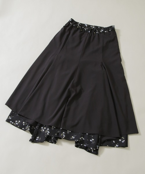 フラワープリントイレヘムタックフレアスカート(セットアップ可