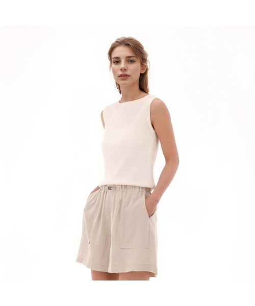 ACUD(アクド)の「Boat neck Sleeveless Knit _White(Tシャツ/カットソー・レディース・アイボリー・FREE)」の1枚目の写真