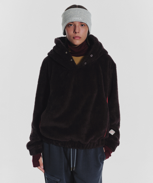 MENASOO(ミナス)の「Pogme Fleece String Hoodie_Brown(パーカー・レディース・ブラウン・F)」の4枚目の写真