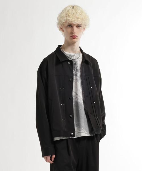 HARE（ハレ）の「【SET UP対応】スタッズライントラッカージャケット(HARE)（ブルゾン・メンズ・ネイビー/ブラック/グレー・SMALL/MEDIUM）」の2枚目の写真