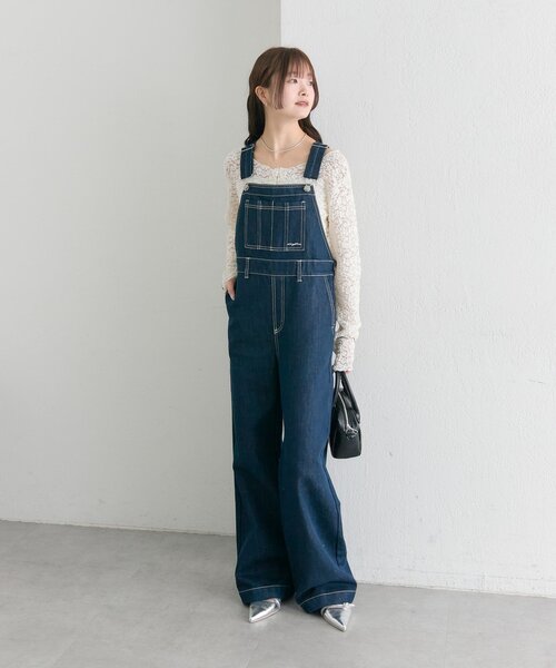 mystic（ミスティック）の「フレアサロペット（サロペット/オーバーオール・レディース・ネイビー/イエロー・1/2）」の3枚目の写真