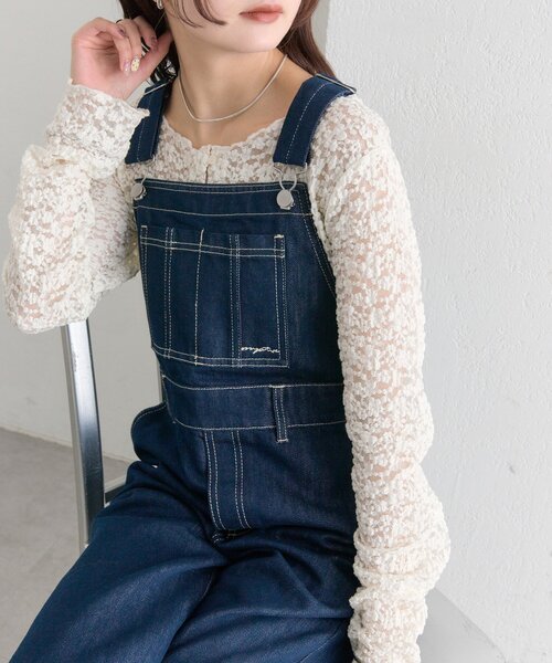 mystic（ミスティック）の「フレアサロペット（サロペット/オーバーオール・レディース・ネイビー/イエロー・1/2）」の5枚目の写真