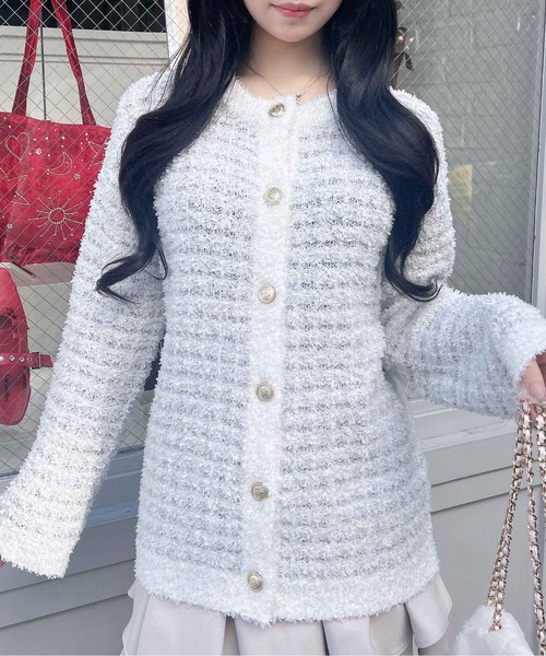 INGNI(イング)の「ラメツイードニットカーディガン(カーディガン/ボレロ・レディース・ピンク系2/ブラック×ホワイト/グレー系8・M)」の3枚目の写真