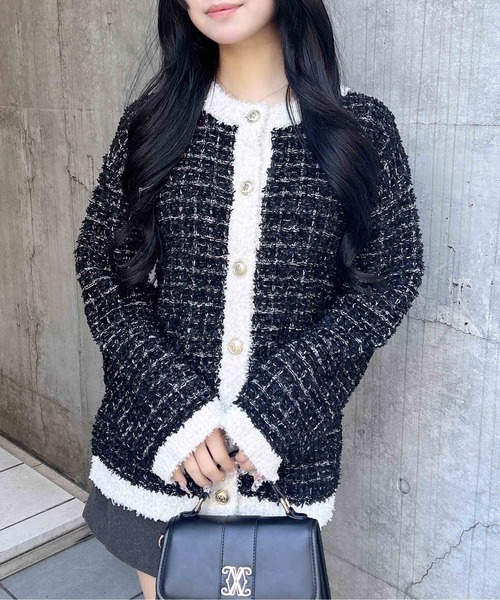 INGNI(イング)の「ラメツイードニットカーディガン(カーディガン/ボレロ・レディース・ピンク系2/ブラック×ホワイト/グレー系8・M)」の21枚目の写真