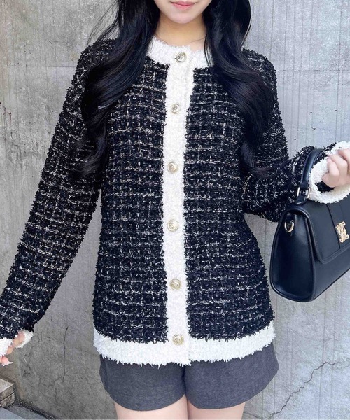 INGNI(イング)の「ラメツイードニットカーディガン(カーディガン/ボレロ・レディース・ピンク系2/ブラック×ホワイト/グレー系8・M)」の22枚目の写真