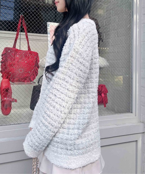 INGNI(イング)の「ラメツイードニットカーディガン(カーディガン/ボレロ・レディース・ピンク系2/ブラック×ホワイト/グレー系8・M)」の5枚目の写真