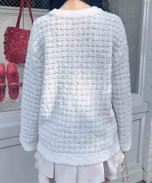 INGNI(イング)の「ラメツイードニットカーディガン(カーディガン/ボレロ・レディース・ピンク系2/ブラック×ホワイト/グレー系8・M)」の6枚目の写真