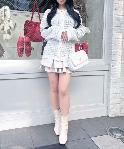 INGNI(イング)の「ラメツイードニットカーディガン(カーディガン/ボレロ・レディース・ピンク系2/ブラック×ホワイト/グレー系8・M)」の7枚目の写真