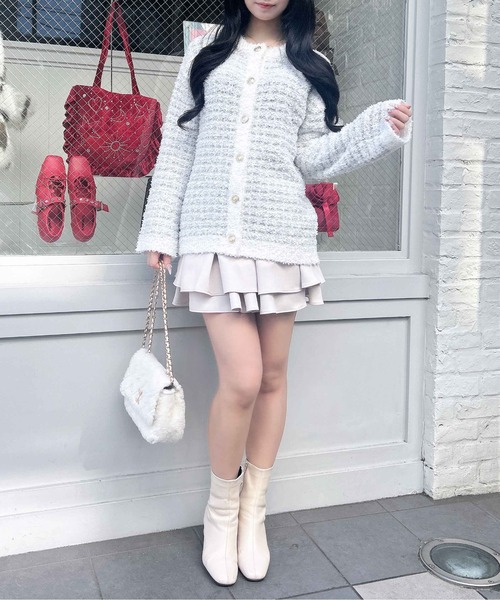 INGNI(イング)の「ラメツイードニットカーディガン(カーディガン/ボレロ・レディース・ピンク系2/ブラック×ホワイト/グレー系8・M)」の8枚目の写真