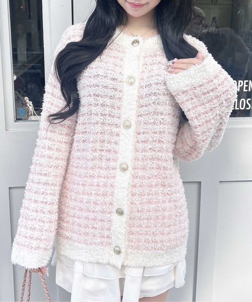 INGNI(イング)の「ラメツイードニットカーディガン(カーディガン/ボレロ・レディース・ピンク系2/ブラック×ホワイト/グレー系8・M)」の11枚目の写真