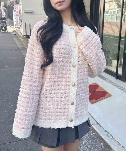 INGNI(イング)の「ラメツイードニットカーディガン(カーディガン/ボレロ・レディース・ピンク系2/ブラック×ホワイト/グレー系8・M)」の14枚目の写真